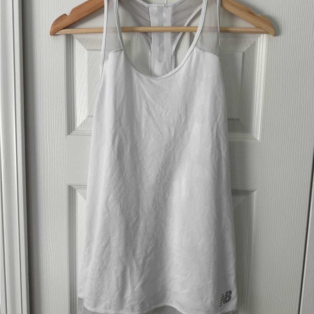 New Balance White Mesh Racerback Tank